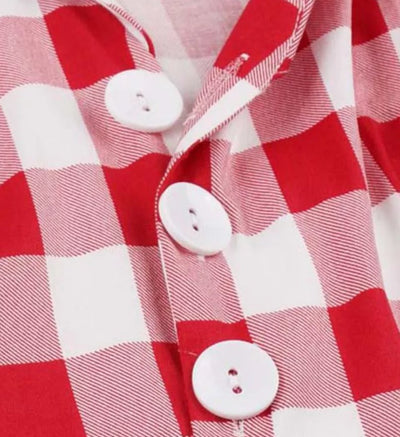 Vintage Pin Up Röd Rutig Klänning