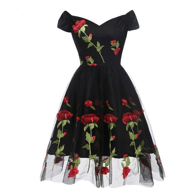 Vintage Rockabilly Spetsklänning Svart