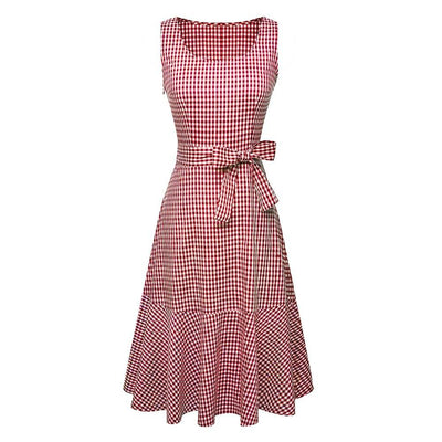 Röd Ärmlös Vintageklänning