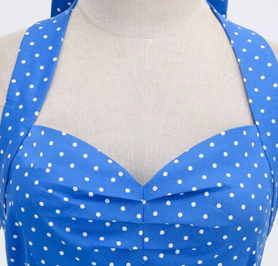 Vintage Sexig Pin Up Klänning Blå