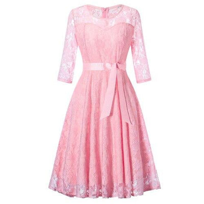 Vintage Långärmad Rosa Aftonklänning
