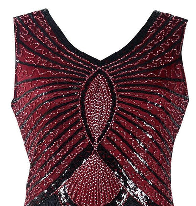 Vintage 1920-Tal Art Deco Burgundy Klänning