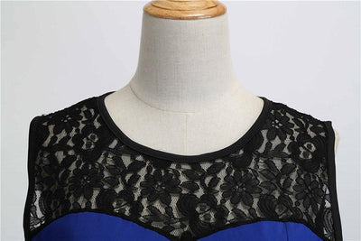 Vintage Blå Spetsklänning