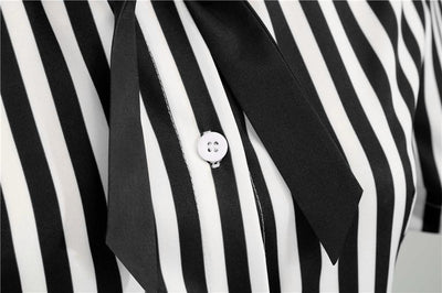 Vintage Retro Randig Klänning Svart