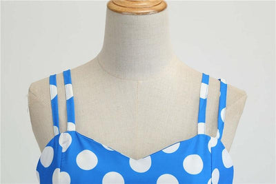 Vintage Rockabilly Klänning Blå Polka Dots