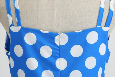 Vintage Rockabilly Klänning Blå Polka Dots