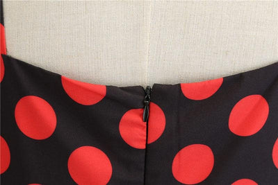 Vintage Rockabilly Klänning Svart Röda Polka Dots