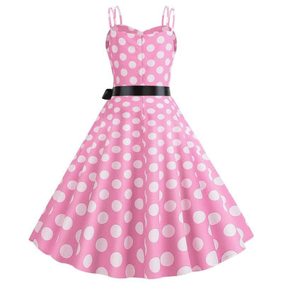 Vintage Rockabilly Klänning Rosa Prickar