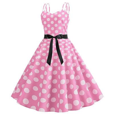 Vintage Rockabilly Klänning Rosa Prickar