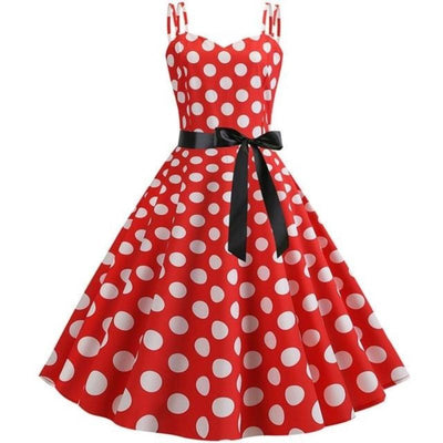 Vintage Rockabilly Klänning Röd Vit Polka Dots