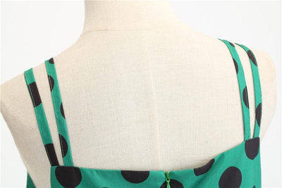 Vintage Rockabilly Klänning Polka Dot Green