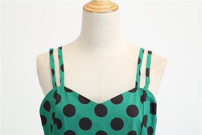 Vintage Rockabilly Klänning Polka Dot Green