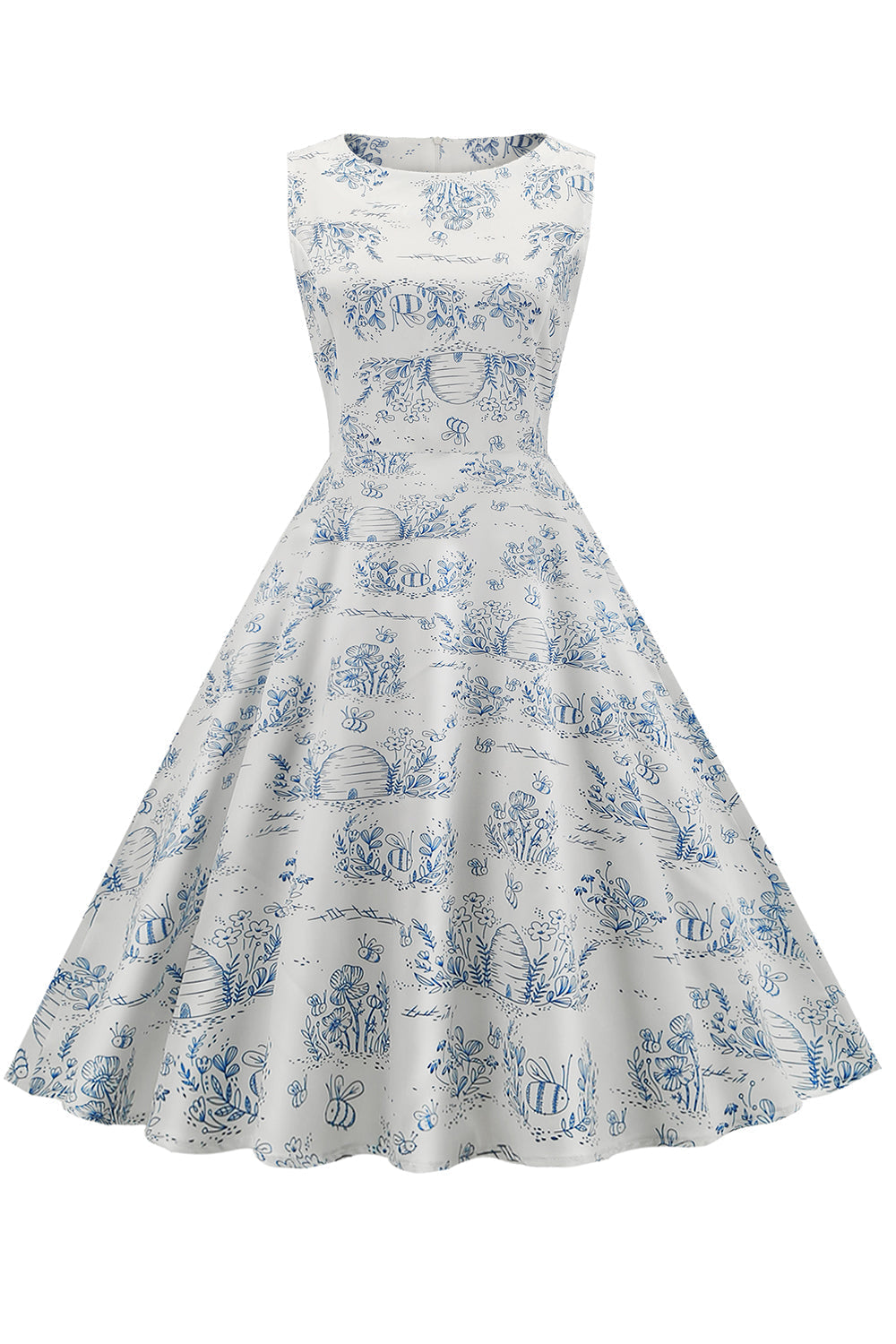 Vintage Klänning Med Blommönster Från 1950-Talet