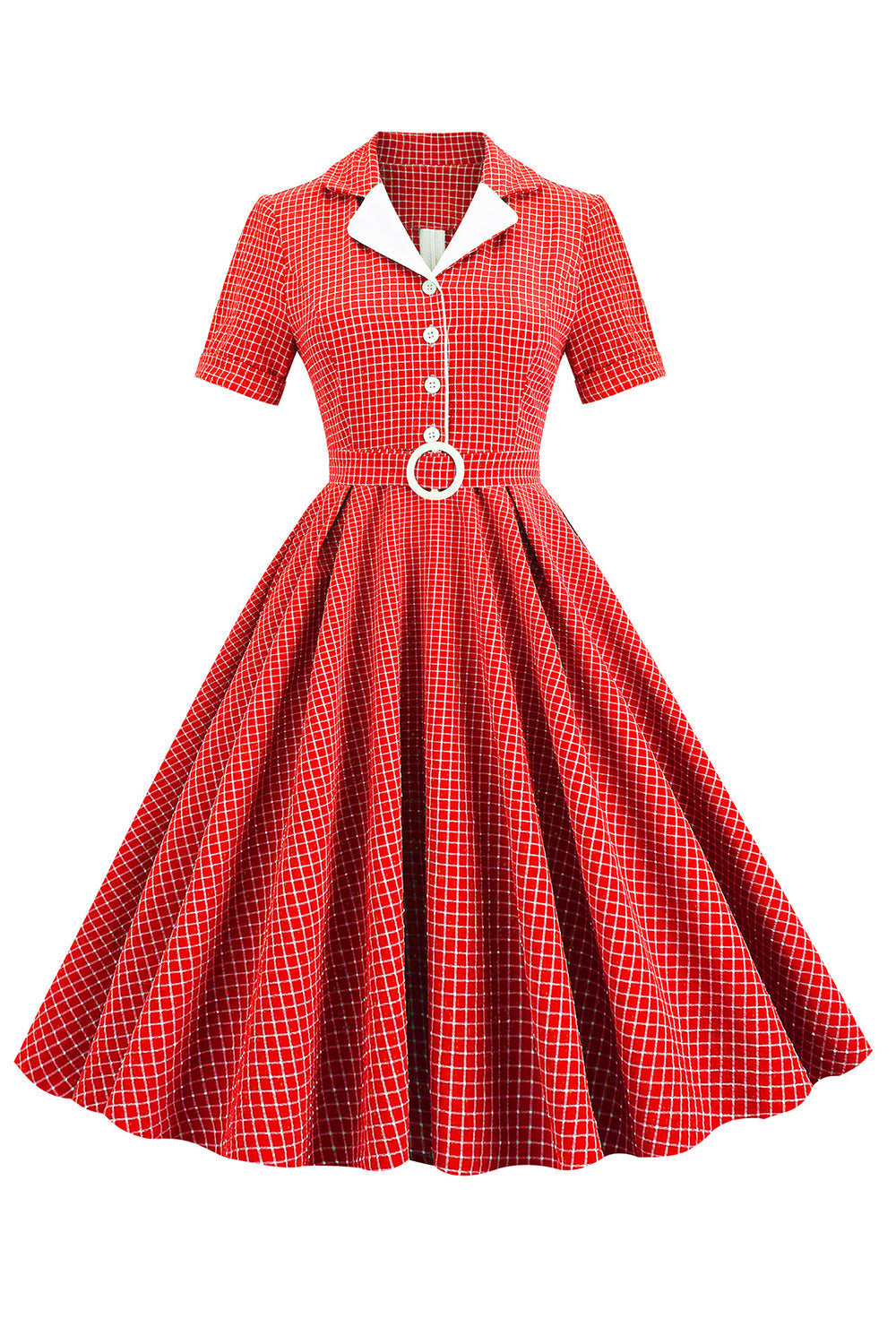 Vintage 1950-Tals Rutigt Bältesklänning