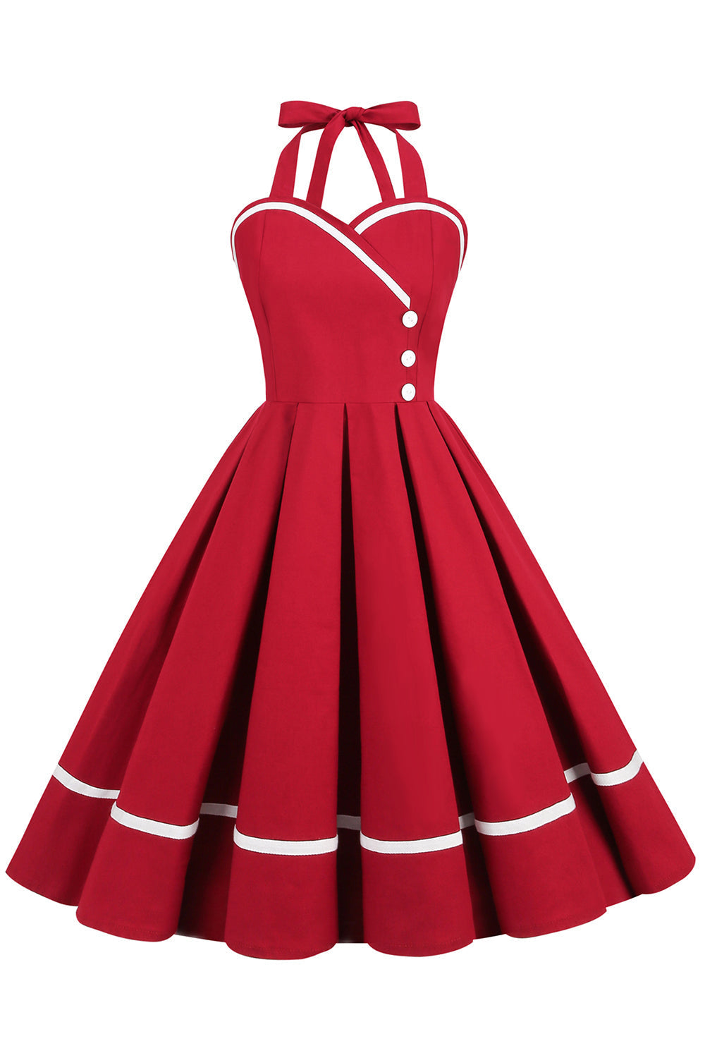 Vintage 50-Tal V-Ringad Pin Up-Klänning