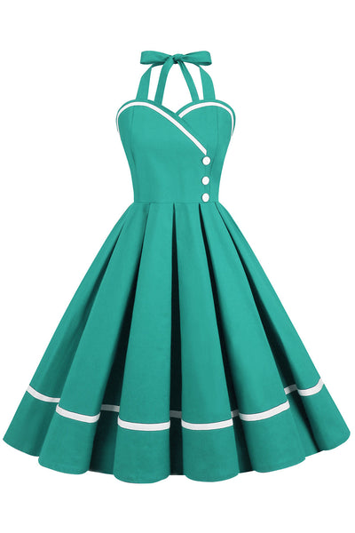 Vintage 50-Tal V-Ringad Pin Up-Klänning