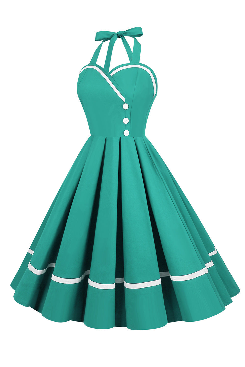 Vintage 50-Tal V-Ringad Pin Up-Klänning