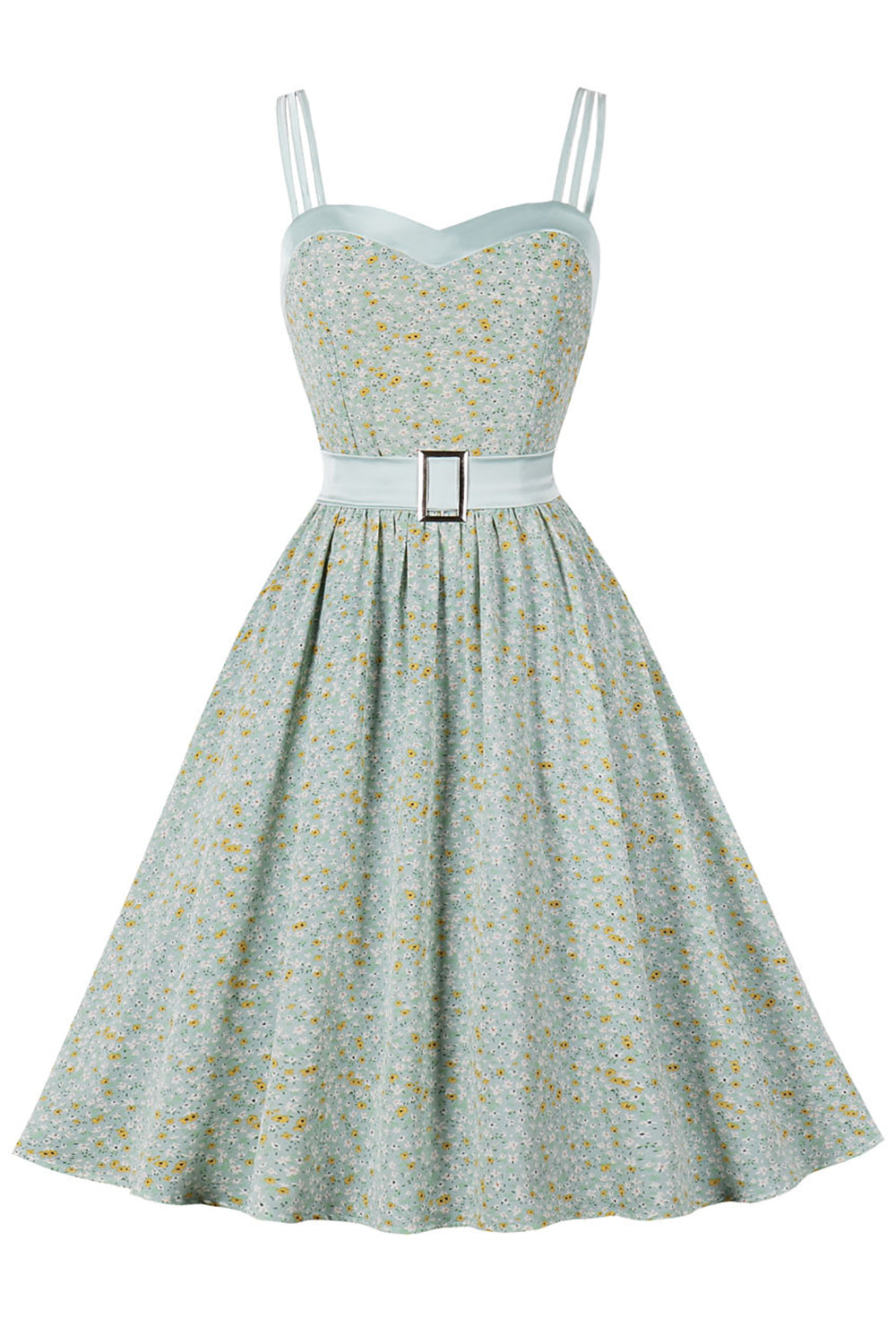 Vintage Ärmlös Klänning Med Blommönster