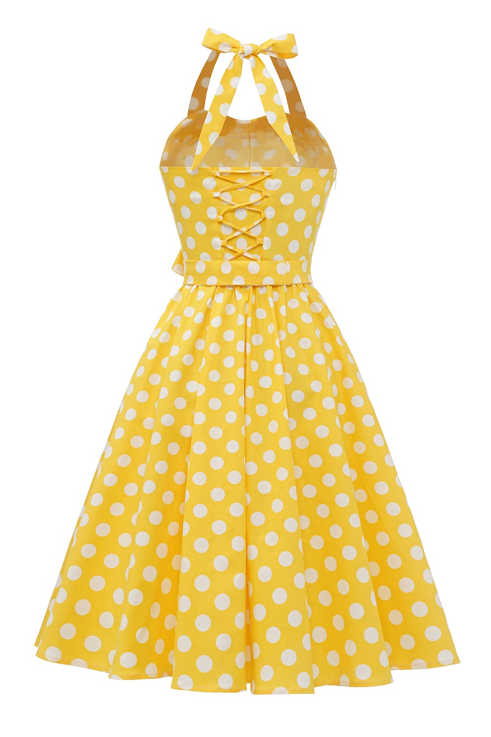 Pin Up Vintage Gul Prickig Klänning