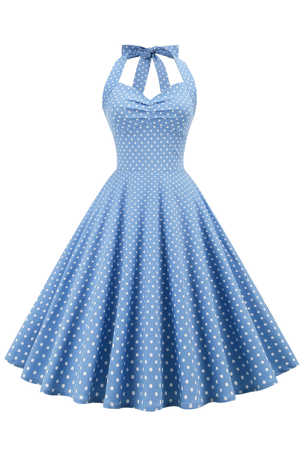 Retro Polka Dot Backless Klänning För Kvinnor