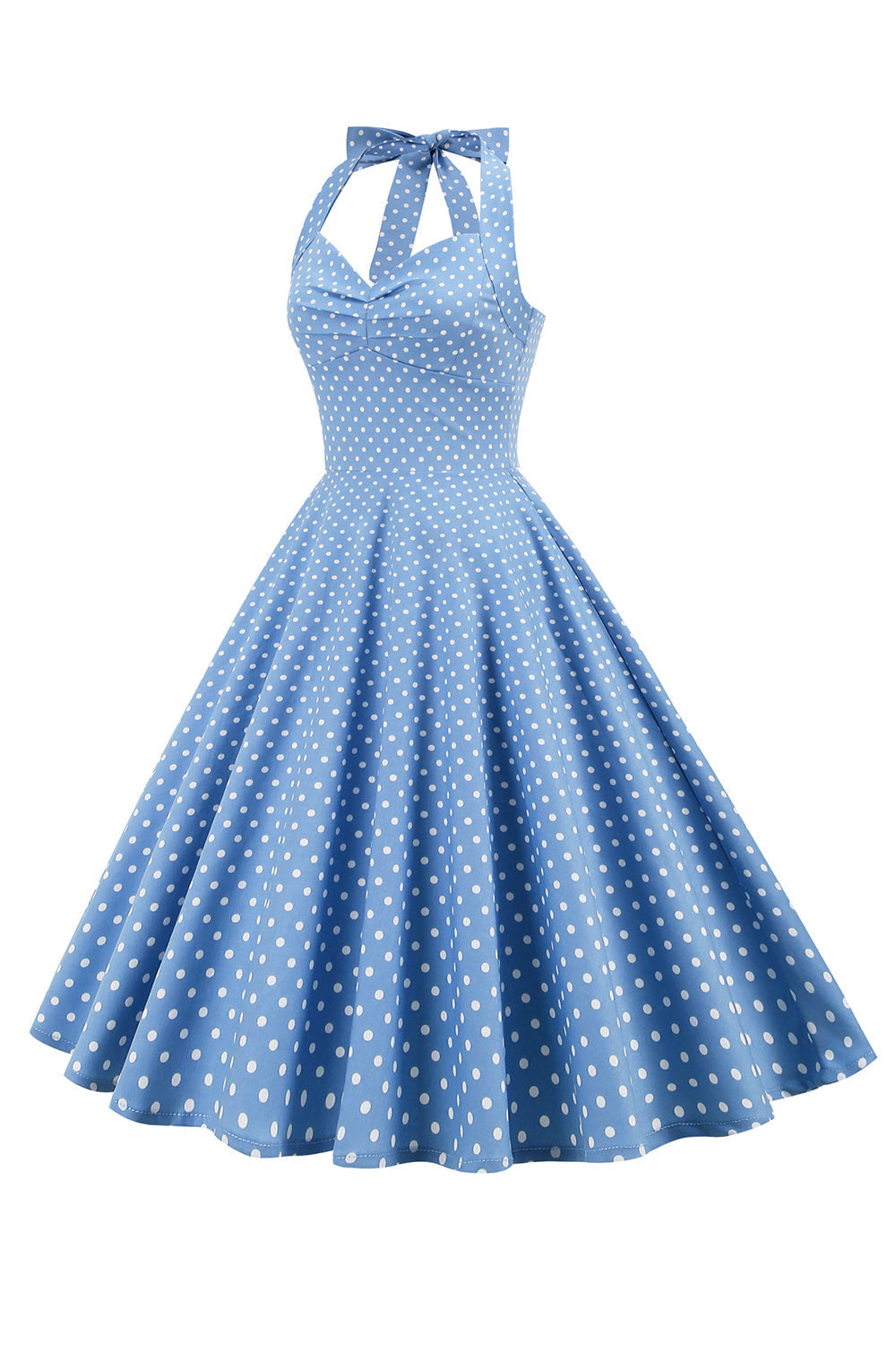 Retro Polka Dot Backless Klänning För Kvinnor