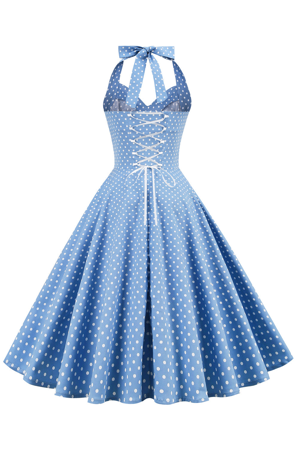 Retro Polka Dot Backless Klänning För Kvinnor