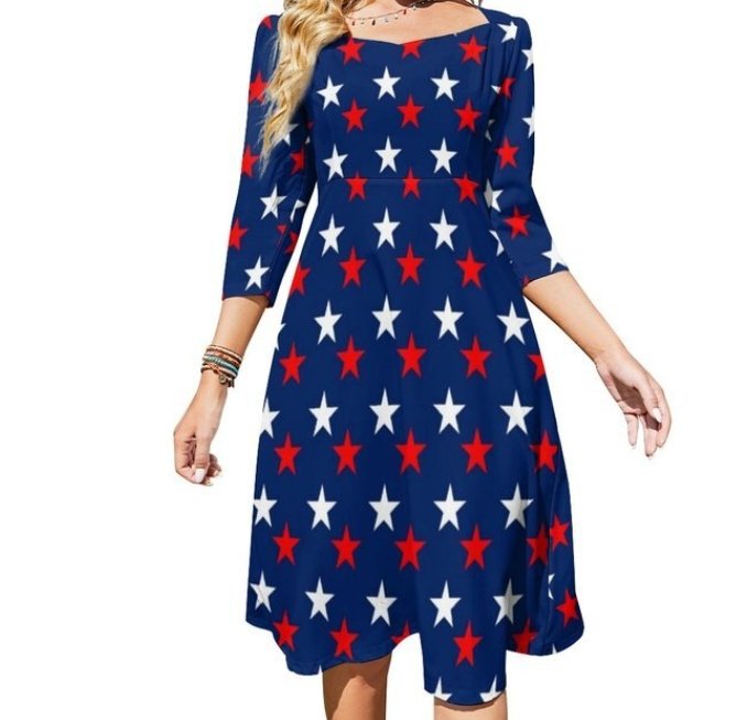 Mörkblå Stjärnklänning För Kvinnor 70-Tals Vintage Plus Size