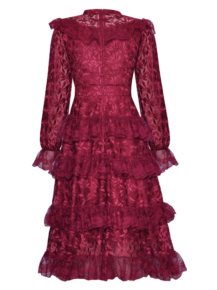 Vintage Burgundy Gästklänning För Bröllop