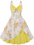 Petite Vintage Gul Och Vit Blommig Klänning