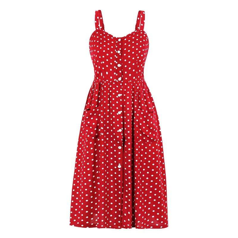 60-Tal Polka Dot Klänning Röd