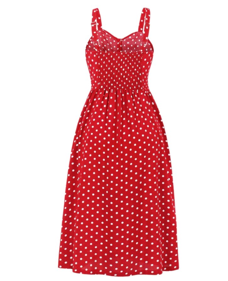 60-Tal Polka Dot Klänning Röd