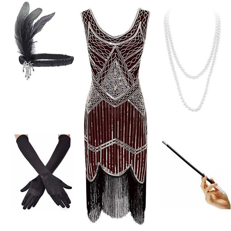 20-Tals Vintage Vinröd Klänning