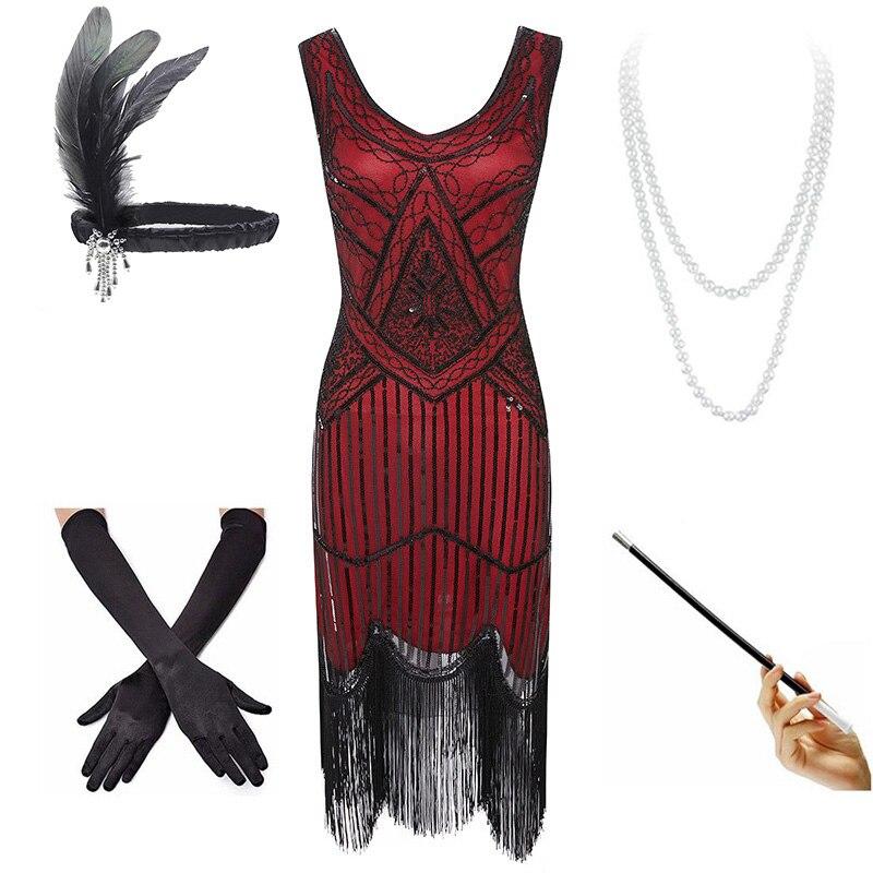 20-Tals Vintage Röd Och Svart Klänning