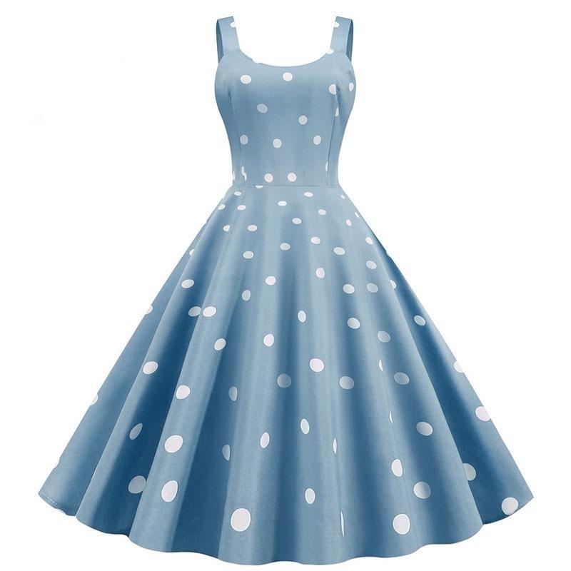 50-Tal Pin Up Klänning Blå