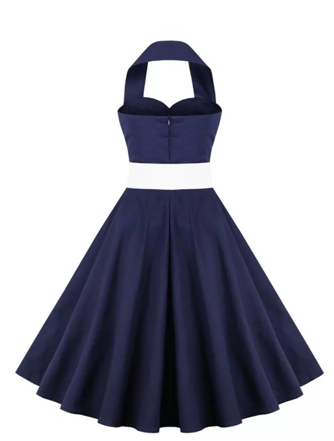 50s Pin Up Dress Mörkblå