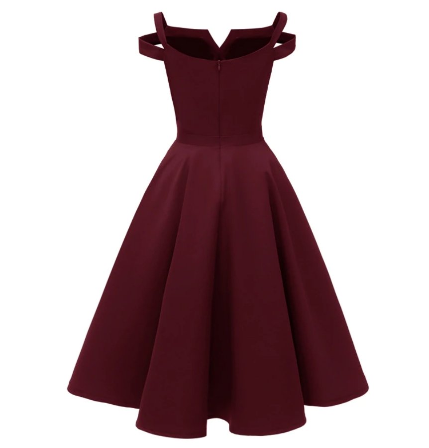 50-Tal Pin Up Klänning Burgundy
