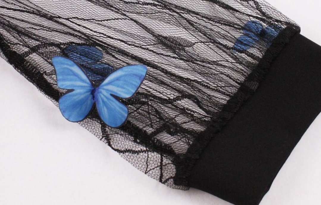 50s Pin Up Blue Butterflies Dress