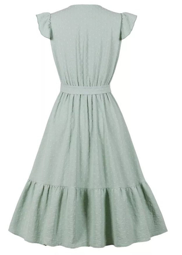 50s Pin Up Solid Green Klänning