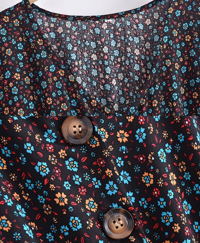 70-Tals Svart Gingham-Klänning