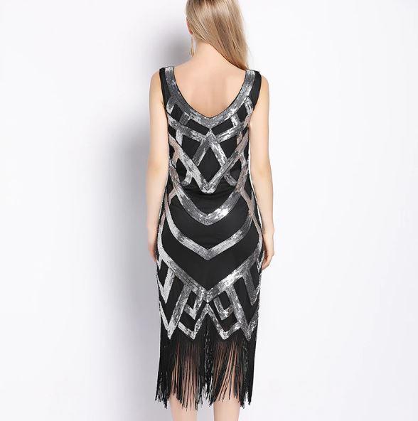 20-Tals Vintageklänning Svart Silver