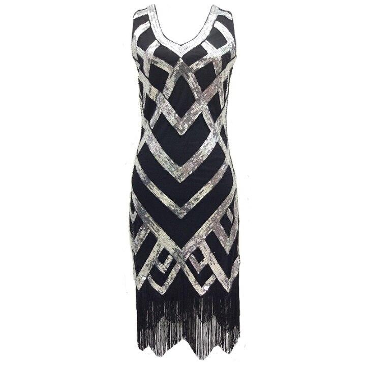 20-Tals Vintageklänning Svart Silver