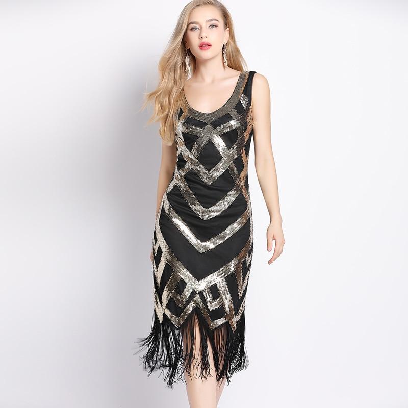 20-Tals Vintageklänning Svart Guld