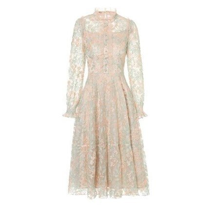 40-Talsklänning Spets Vintage Chic Grå