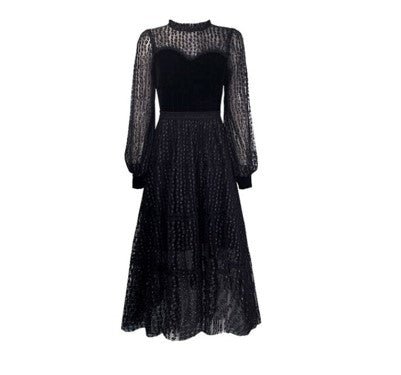 40-Tals Vintage Chic Spetsklänning Svart