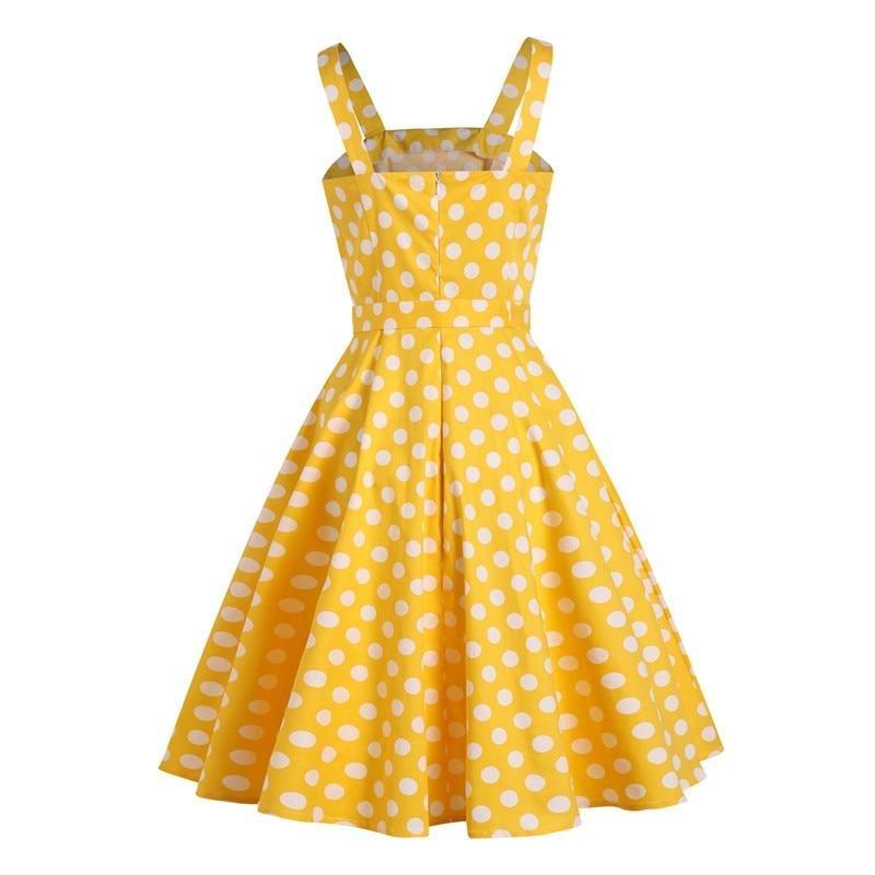 Gul Prickig Klänning Från 50-Talet