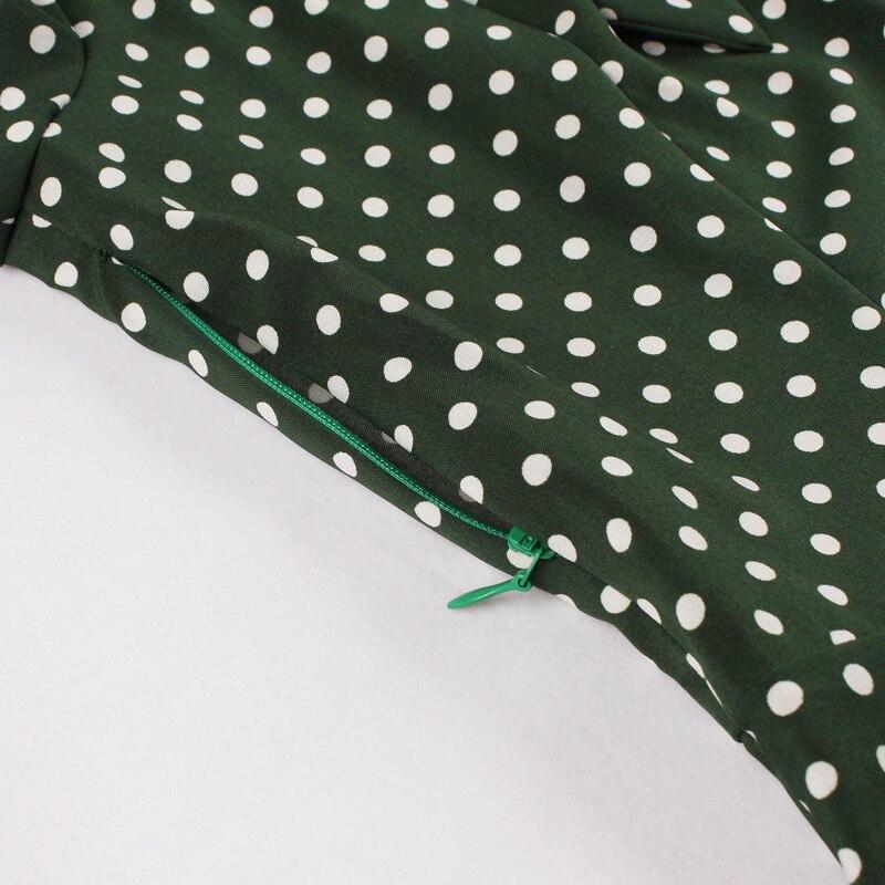 50-Tals Vintage Grön Prickig Klänning