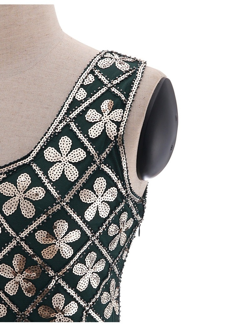 20-Tal Charleston Klänning - Grön & Guld