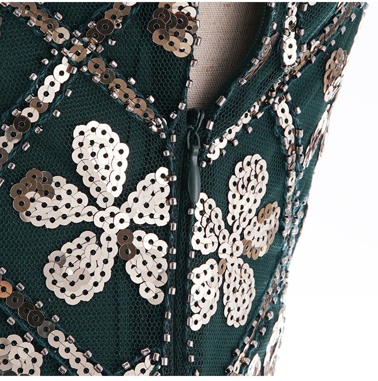 20-Tal Charleston Klänning - Grön & Guld