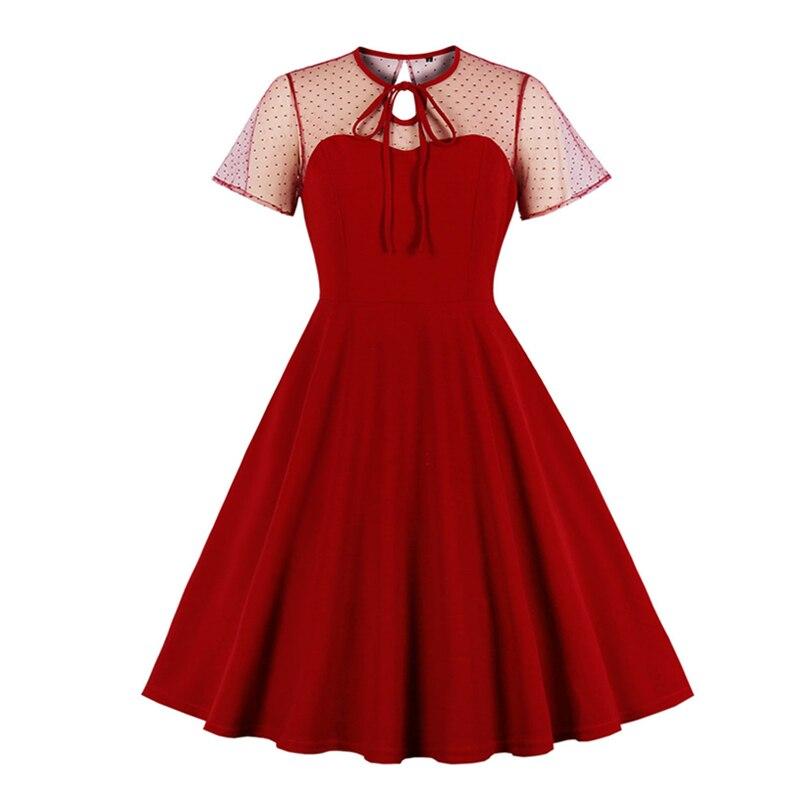 Plus Size 50-Tals Aftonklänning Röd