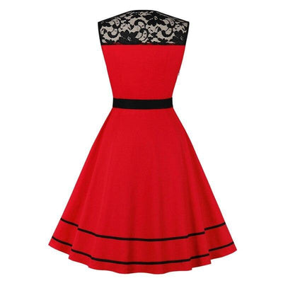 Vintage Rockabilly Röd Aftonklänning